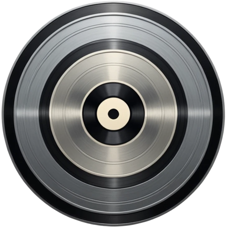 A dark metal platinum music award plaque The center features a relief of a or stylized vinyl record in a slightly darker metallic tone emoji