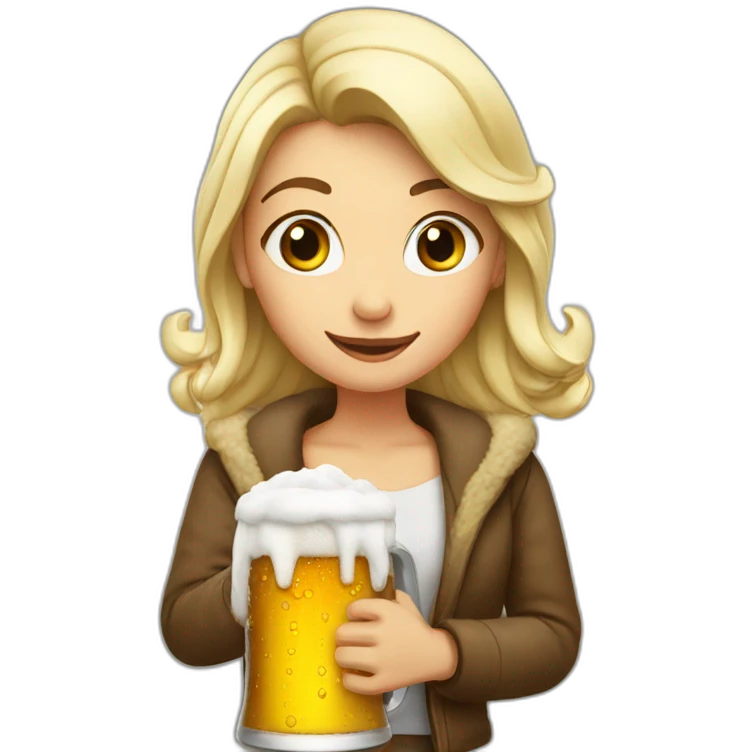 Snow girl with beer emoji