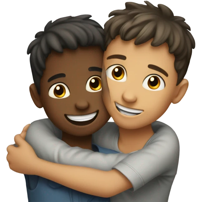 happy embrace between two boys emoji