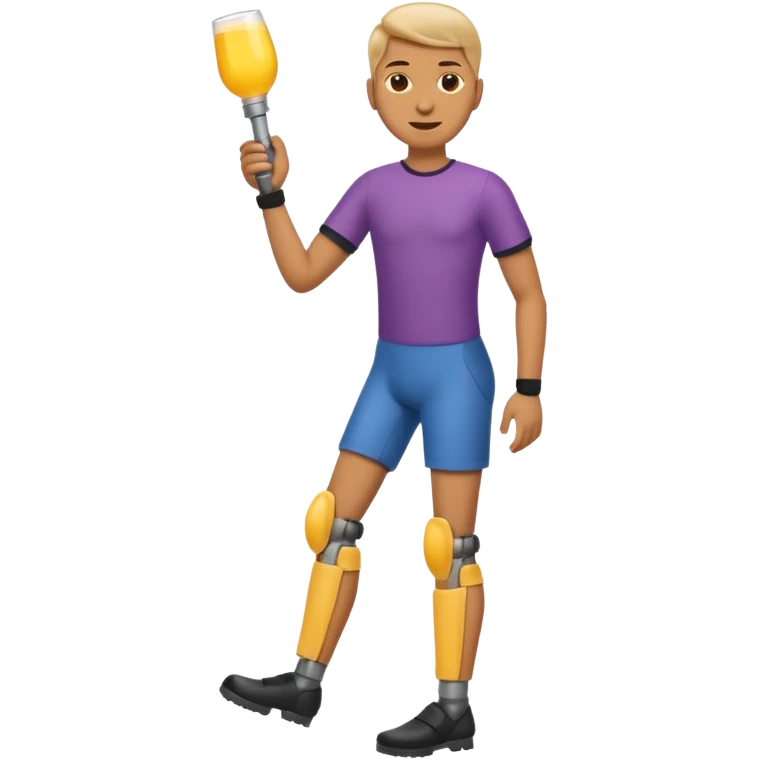 full body human emoji but with a prosthetic leg emoji