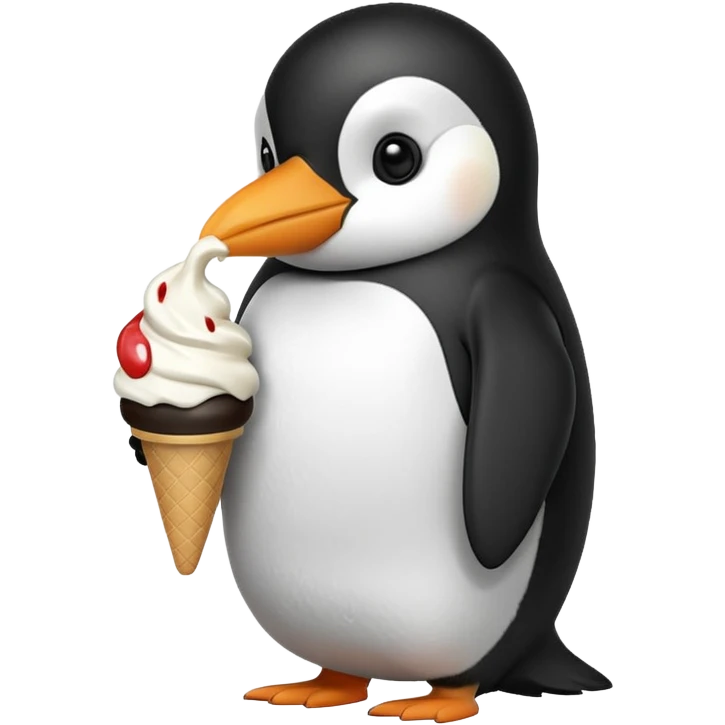 pinguin with ice cream emoji