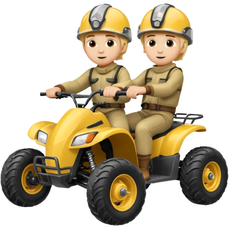 Can you make 2 blonde boys kids riding four wheelers emoji