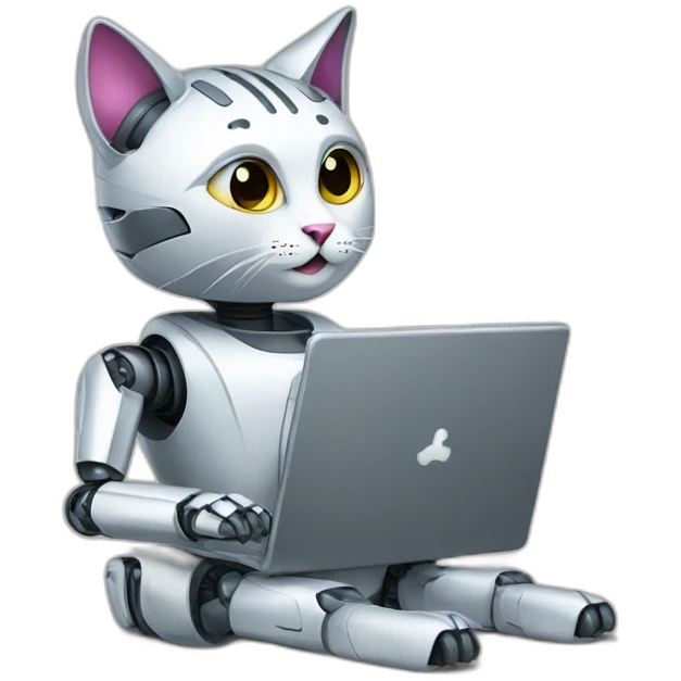 a robot cat with laptop emoji