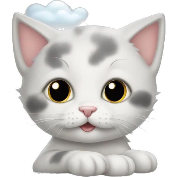 super cute kitten with cloud emoji
