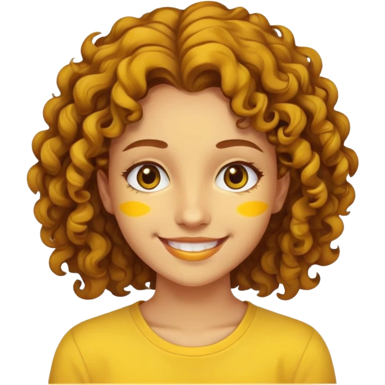 "- Nữ
- 20 tuổi
- Da vàng
- Tóc xoăn, nâu
- Mặt cười tươi
" emoji