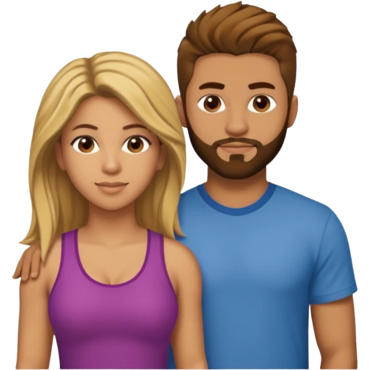 A gangster couple. She looks like Shakira and he has brown hair a very short beard and short fade haircut and the sides faded down to skin emoji
