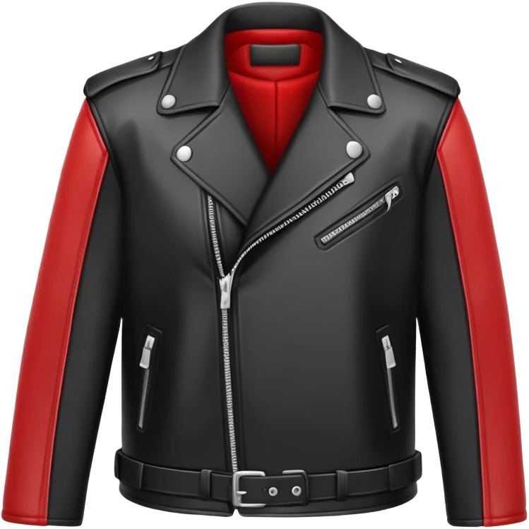 black leather jacket with red arms and shoulders emoji