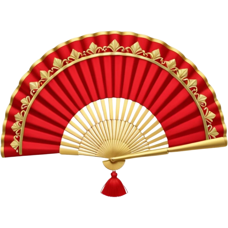 rococó fan rojo con dorado emoji