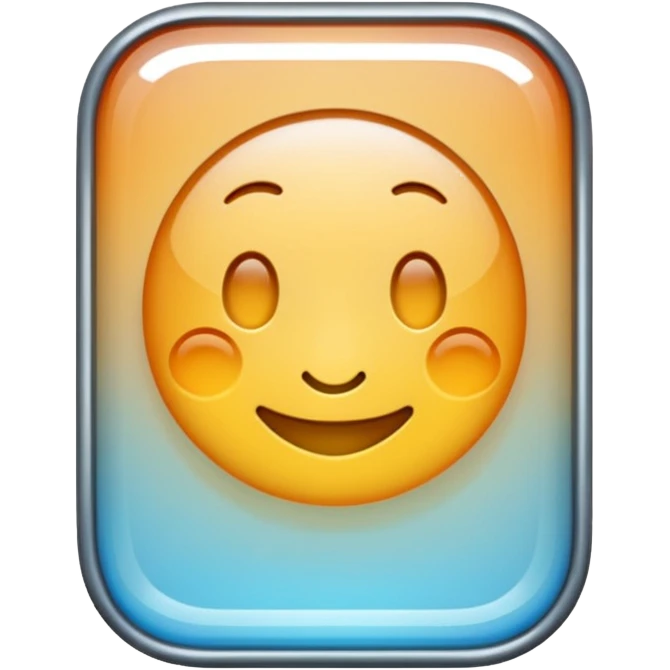 Glossy, transparent glass-style emoji — rounded rectangle, soft reflections, subtle highlights on corners, thin white outline, clean and modern. Transparent background. emoji