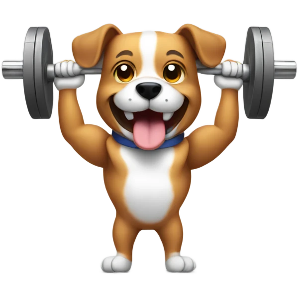 Happy dog weight lifting  emoji