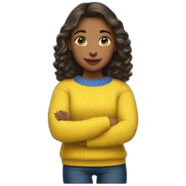 Girl in blue and yellow sweater emoji