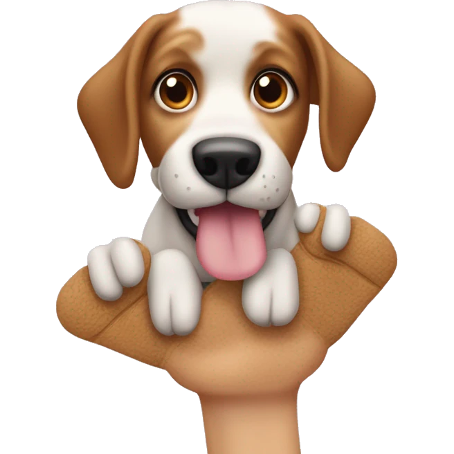  créame un emoji de un perro con las manos arriba  emoji