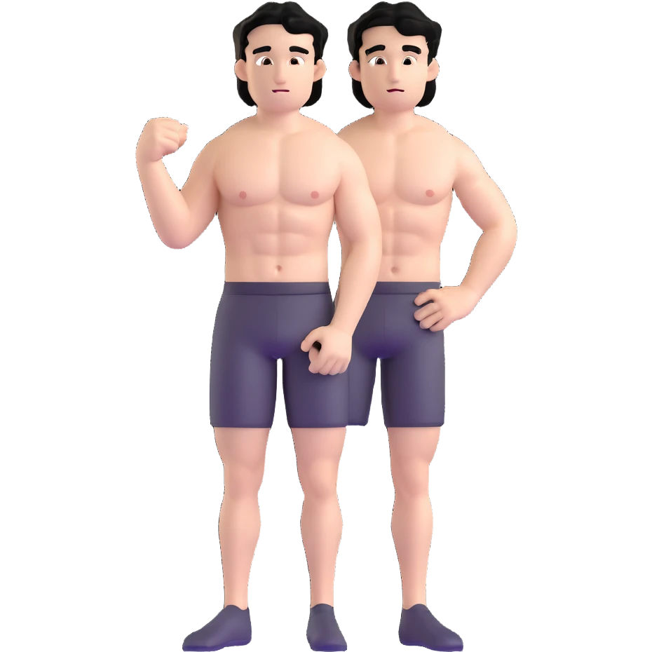 shirtless male athlete with white skin and curly black hair emoji
