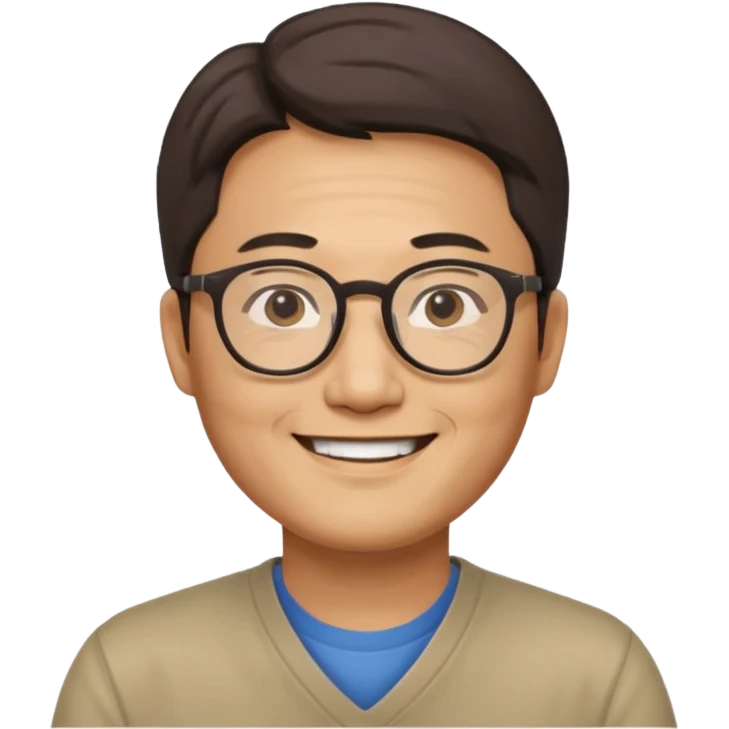 안경을 낀 40대 표준 체격의 한국인 남성 emoji