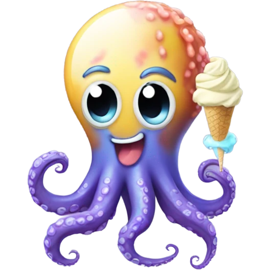 Octopus with ice cream emoji