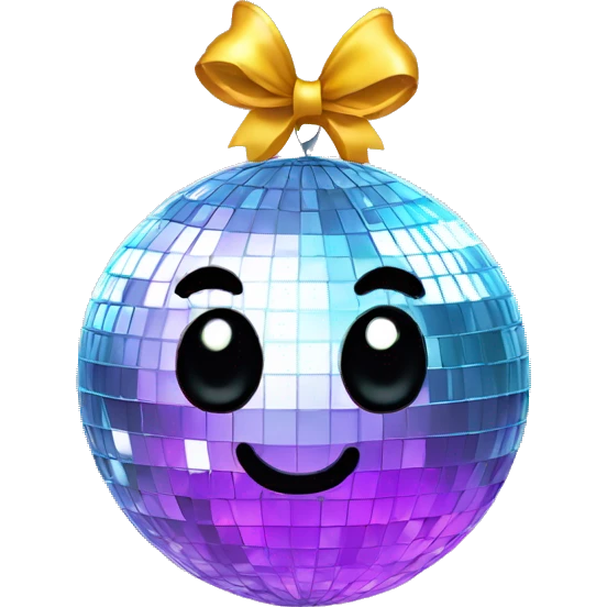 Cute disco ball with a bow on it emoji