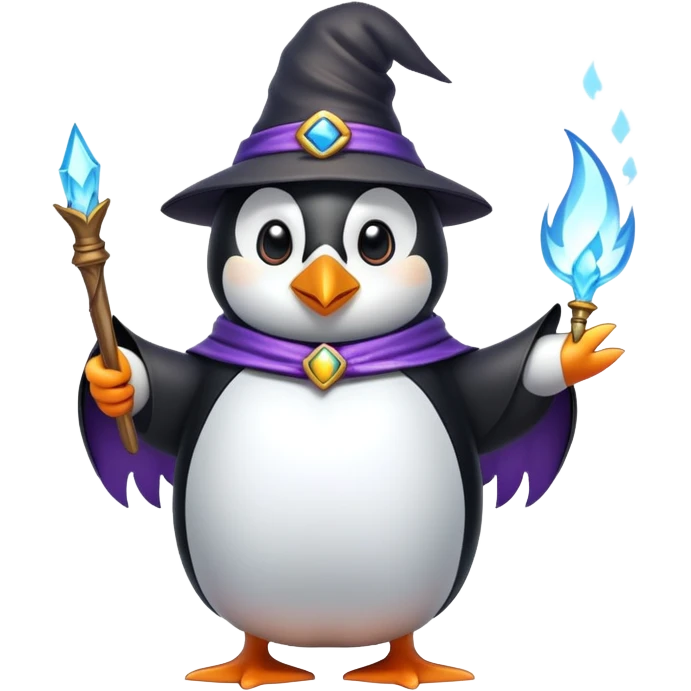 penguin wizard casting a spell emoji