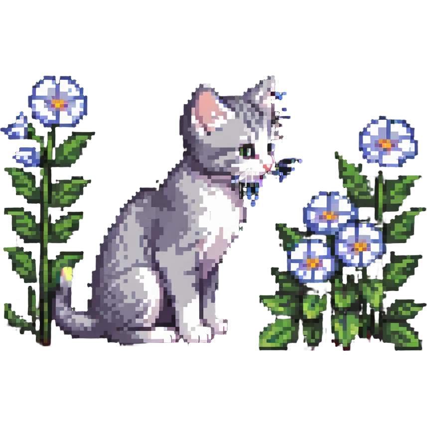 Kitten smells flowers emoji