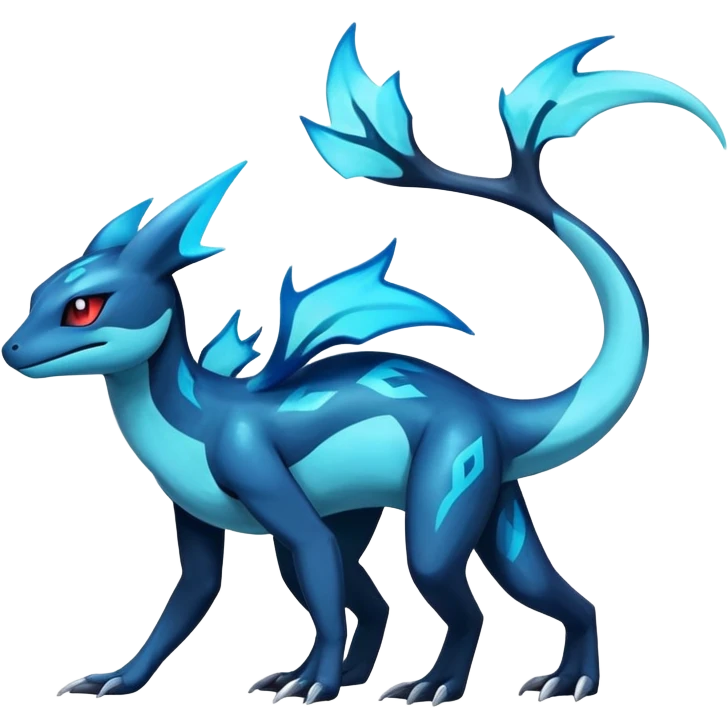 Colorful Dark Shiny Exotic Salandit-Aurorus-Glaceon-Fakémon-hybrid-creature (full body)  emoji