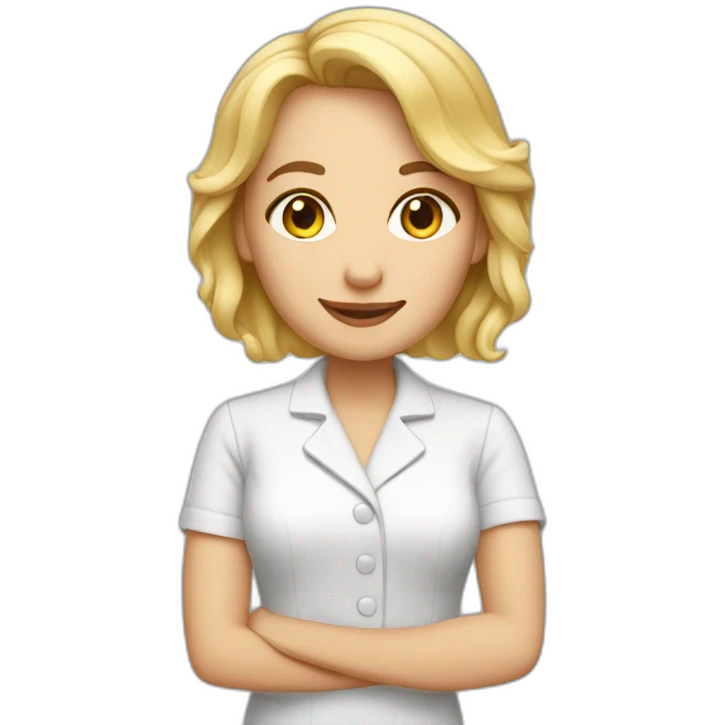 baker teacher with blonde lob emoji