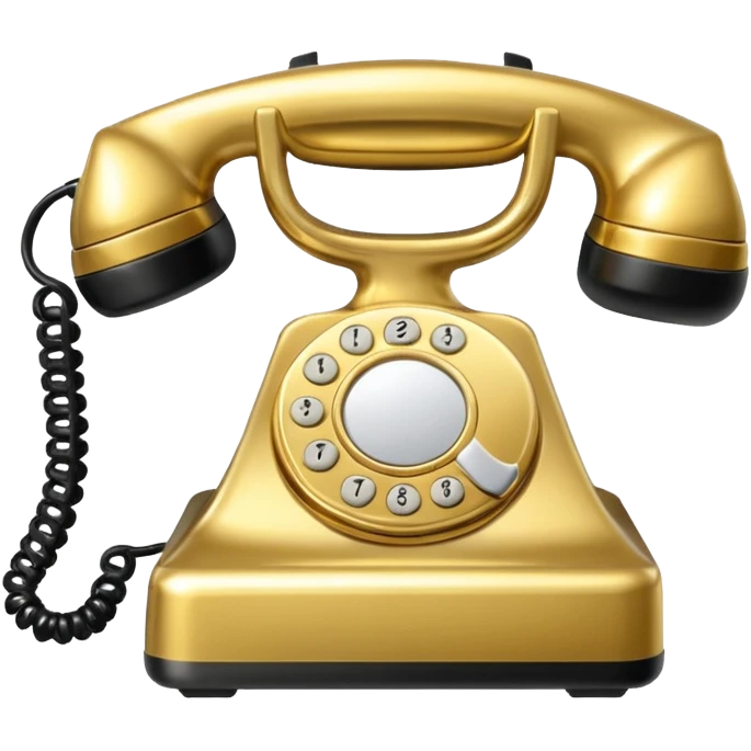One single shiny Gold and black phone icon, png, no background, no border emoji