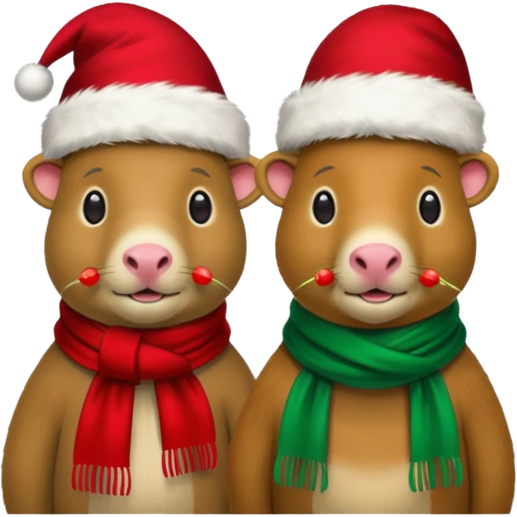  capybaras with christmas atire  emoji