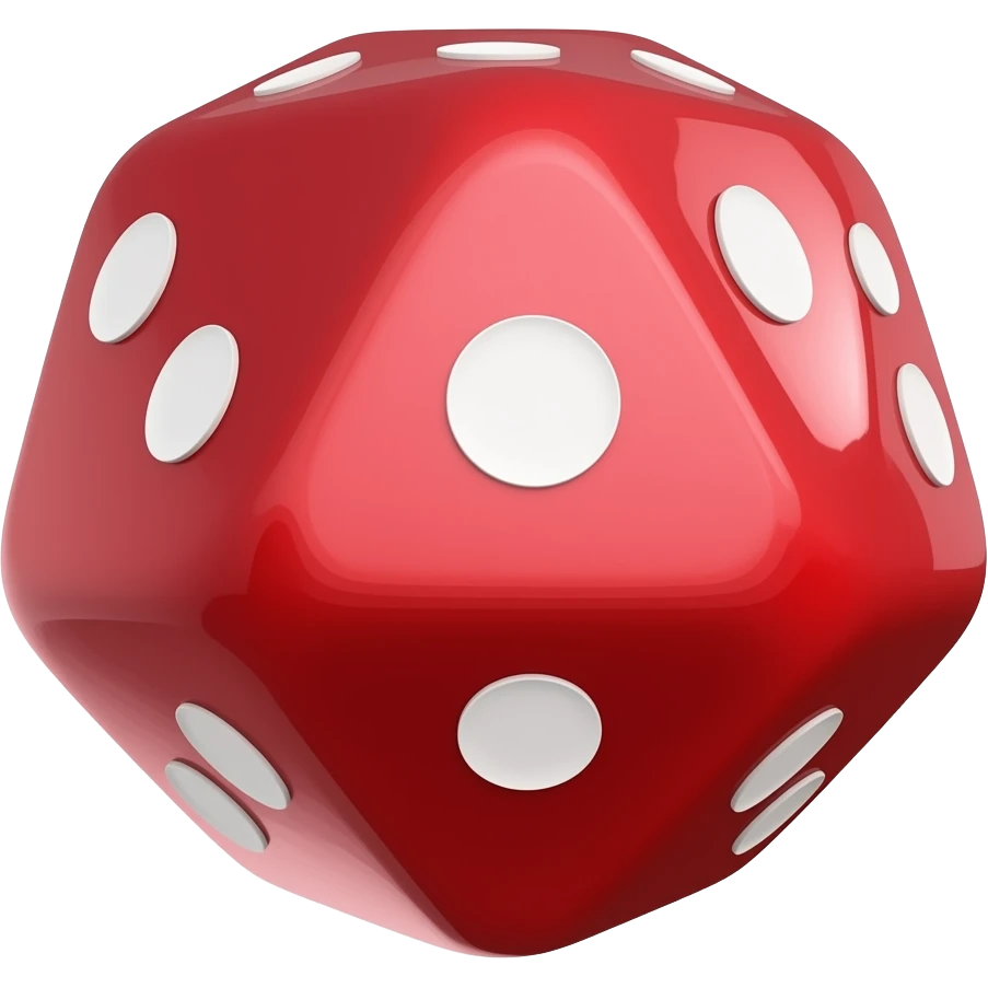 dice with a lot of sides red emoji