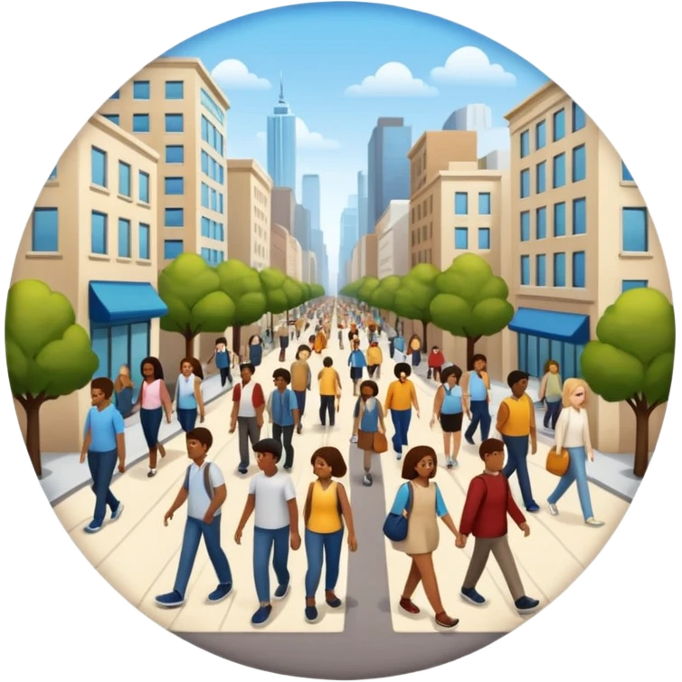 city street with many people random walking emoji