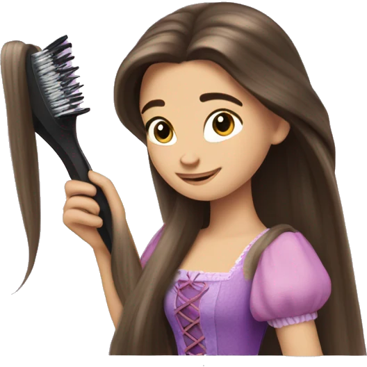 Pretty brunette rapunzel brushing hair emoji