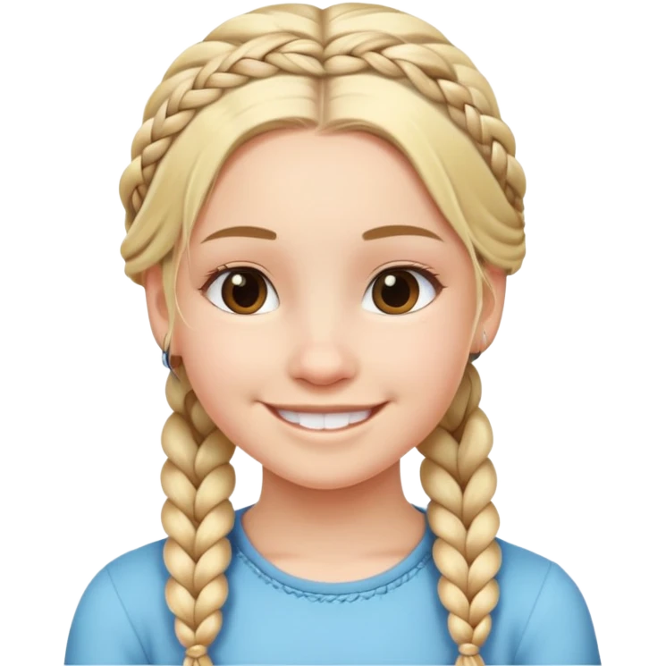 "- Nữ - 15 tuổi - Da trắng - Tóc vàng tết lọn nhỏ - Mặt cười tươi " emoji