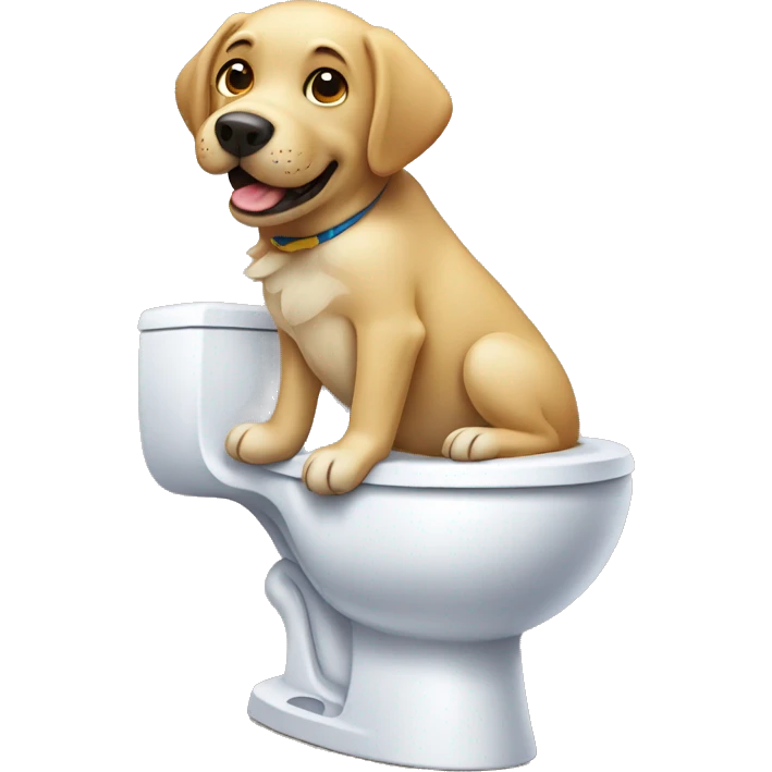 Labrador dog using a toilet emoji