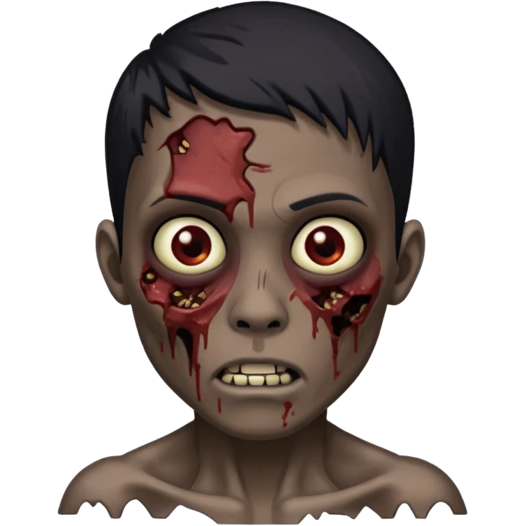 garoto zumbi com cabelo preto e ferimento no rosto emoji