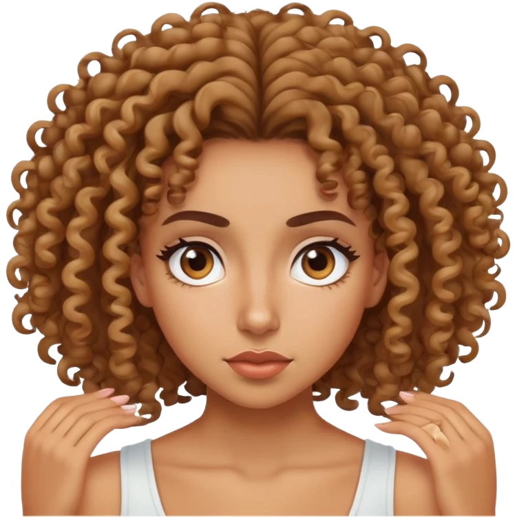 A mixed girl with curly hair rolling her eyes emoji