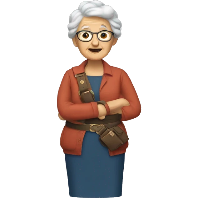 Grandma holding a belt emoji