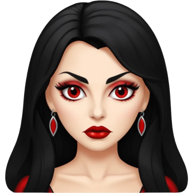 vampira parda sexy com cabelo preto longo e liso e franja e olhos pretos emoji