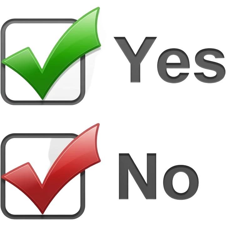 One check for yes, and two checks for no in a box emoji