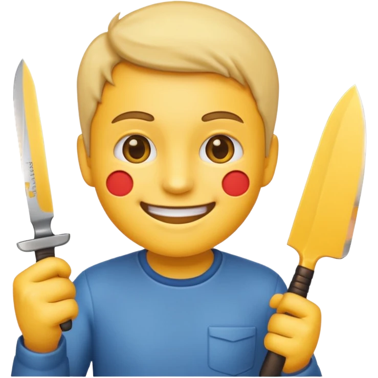 normal smile emoji 🙂 holding knife emoji in right hand emoji