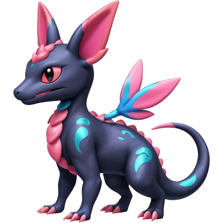 Shiny Nebulae Dusknoir-Salandit-Sylveon-Fakémon-hybrid-creature (full body)  emoji