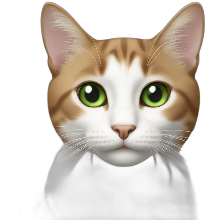 Cat brown White and black Green eyes emoji