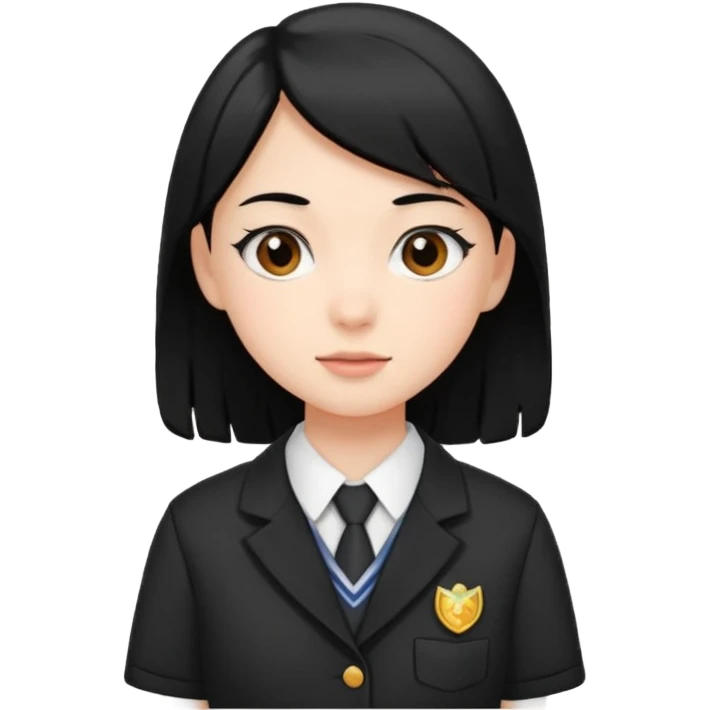 a middle school girl in a school uniform and black hair emoji