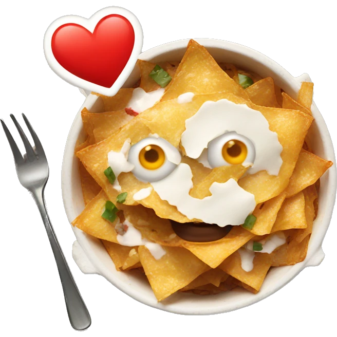 Chilaquiles with red heart eyes emoji