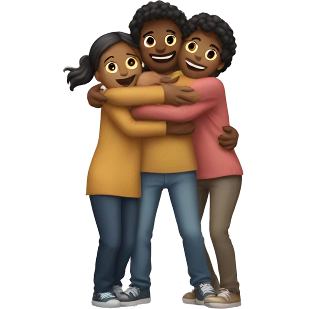 Three bestfriends hugging emoji