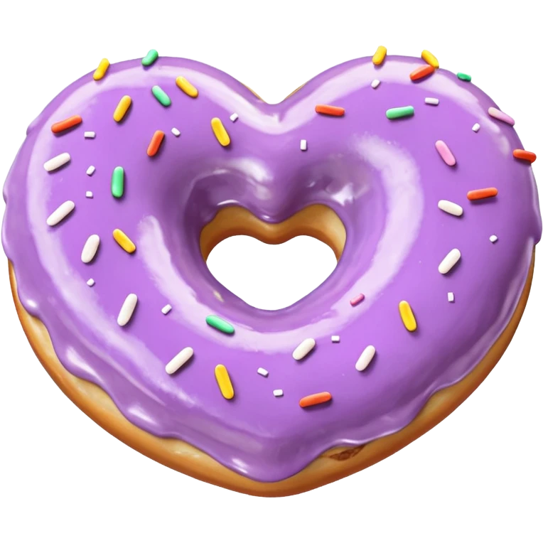 Realistic isolated heart shaped donut with pale lilac & glaze. emoji