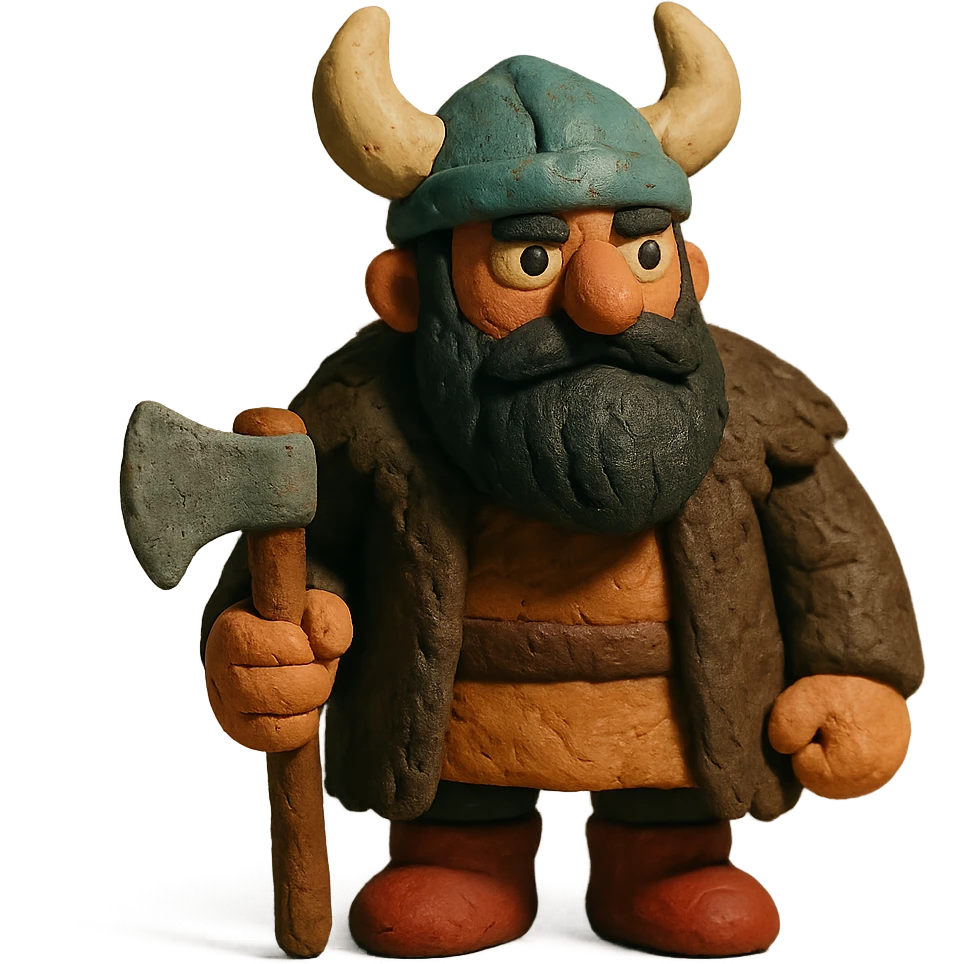 viking with black beard and fur coat emoji