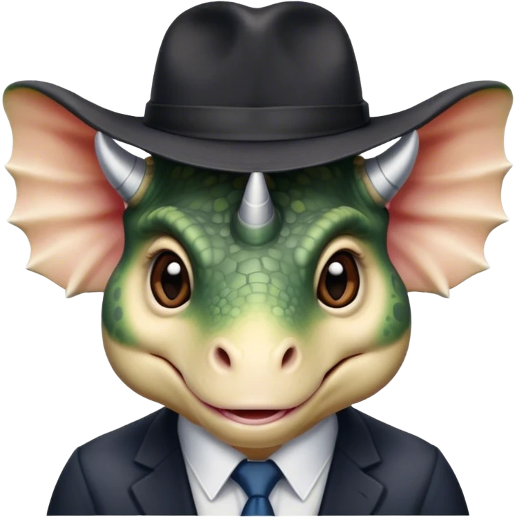 triceratops face with a dark office hat emoji