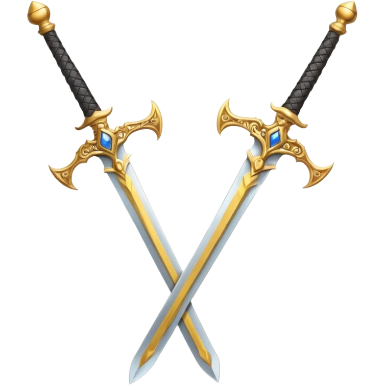 Two Golden royal swords with gold blades and gold handel emoji