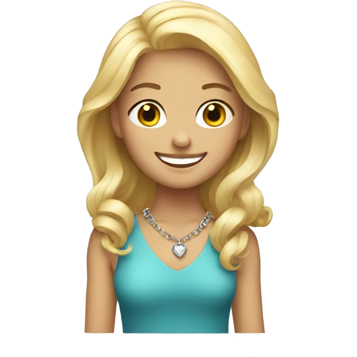 smiling blonde girl with necklace emoji