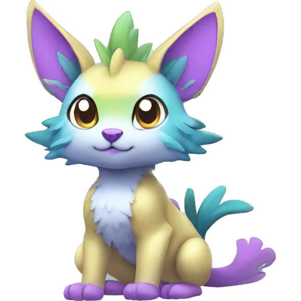 Cute cool shiny colorful animal hybrid Fakemon full body emoji