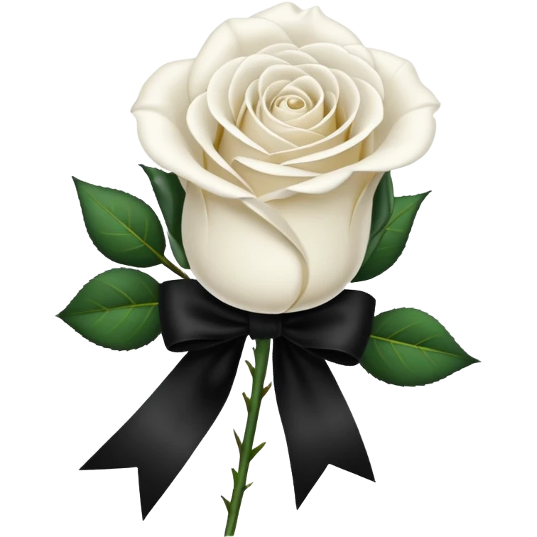 a white rose tied with a black velvet ribbon emoji