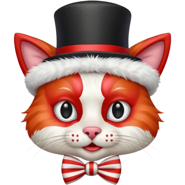 Cat clown with pointy hat, bow tie emoji